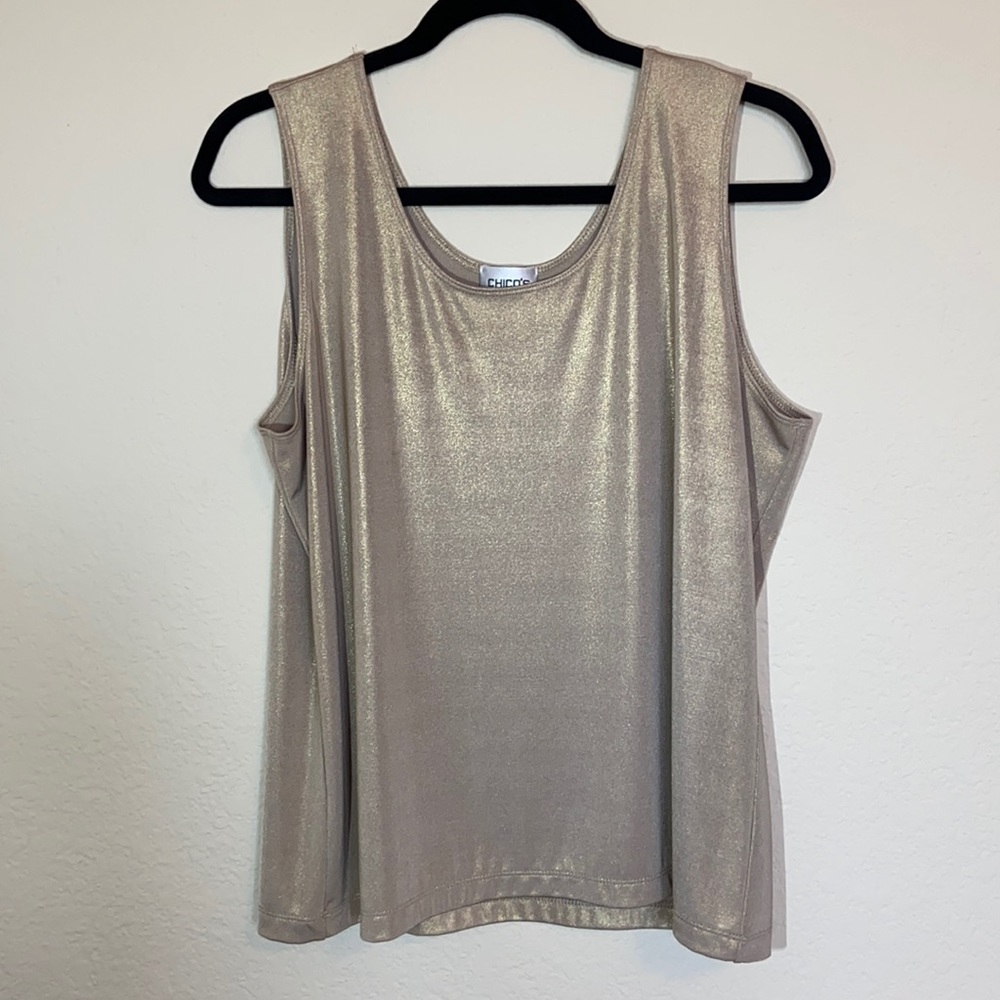 Chico’s Travelers Gold Tank Top size 3